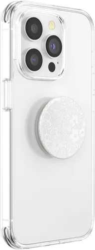 Vista 3 de PopSockets Agarre para teléfono con soporte expandible, agarre adhesivo, color blanco fresco Sujeción segura y cómoda, anticaída, soporte, flor