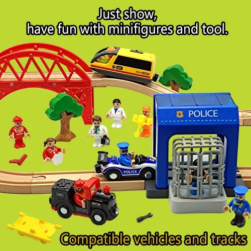 Vista 5 de Figuras de personas de juguete con herramienta para niños, figuras de acción para trenes, autos, varias profesiones para casa de juegos, pista