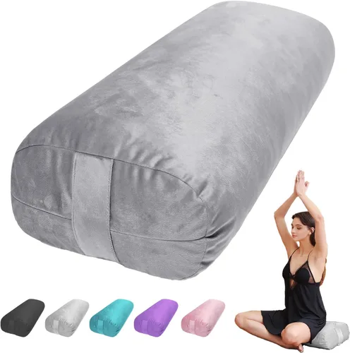 Vista 7 de Yoga Bolster Pillow for Restorative & Yin Yoga - Meditation Pillow with Velvet Cover - Rectangular