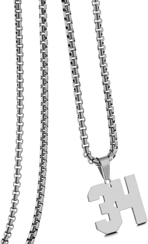 Vista 141 de Collar de Número Dorado para Hombre, Cadena de Acero Inoxidable con Colgante de Número para Atletas, Joyería Deportiva Personalizada para Niños