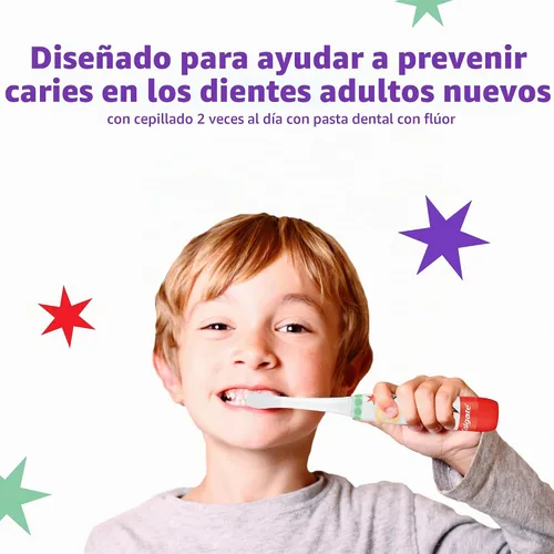 Vista 4 de Colgate Advanced Cavity Fighter - Cepillo de dientes con batería para niños, incluye batería AA y cabezal de cepillo de dientes extra, cuenta