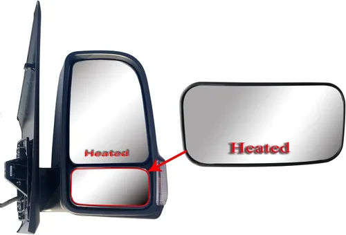 Vista 3 de Vidrio de espejo convexo inferior derecho del lado del pasajero de repuesto para puerta, calentado con placa trasera, compatible con Mercedes