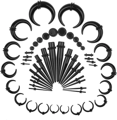 Vista 8 de Memsion Kit de estiramiento de orejas, 54 piezas, 14 calibres 00, kit de piercings
