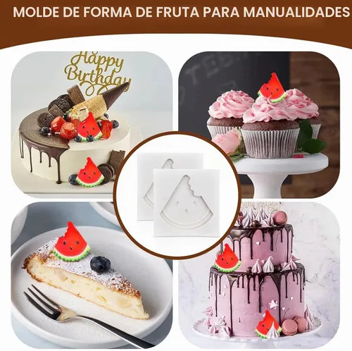 Vista 3 de Moldes de silicona para frutas, molde de chocolate para fondant, 2 piezas, molde de sandía, lindo molde de decoración de tartas, molde de silicona