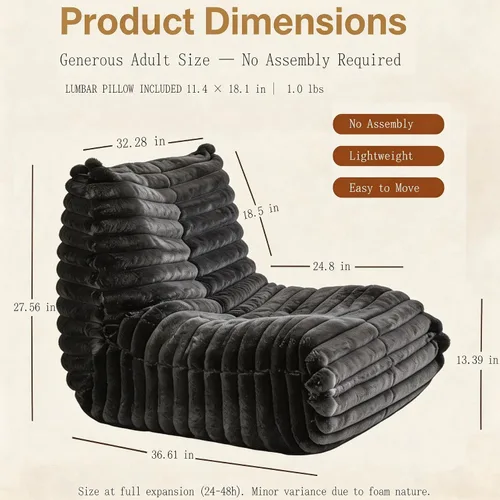 Vista 2 de YVDNHP Puf de espuma viscoelástica, sofá Fireside Togo con almohada