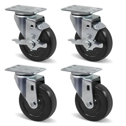 Vista 10 de Juego de 4 ruedas giratorias de 3 pulgadas, ruedas giratorias resistentes, ruedas de goma dura para muebles de camión de plataforma, carrito móvil