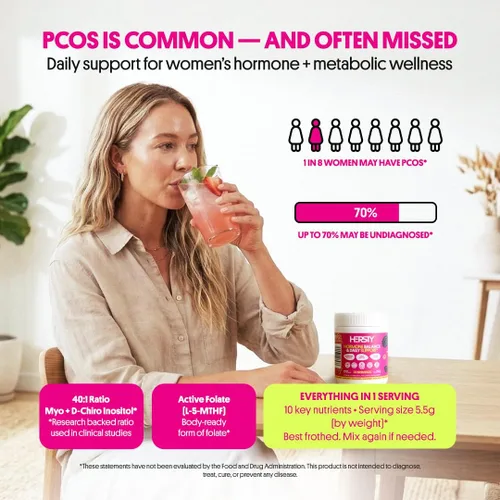 Vista 2 de Myo-inositol & D-Chiro Inositol 40:1 Polvo de magnesio para mujeres, con L-5-MTHF, vitamina D3, zinc magnesio, selenio y yodo, equilibrio hormonal