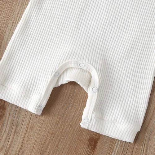 Vista 130 de Mameluco unisex de manga corta para bebé recién nacido, con botones, de una pieza, ropa de color sólido