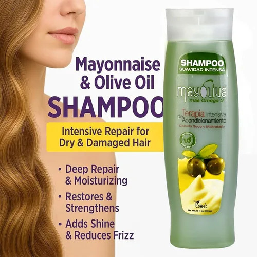 Vista 3 de mayoliva Intensive acondicionado Terapia para seco & Cabello Dañado, Champú, 12 Onza