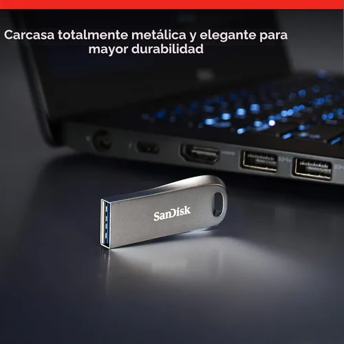 Vista 2 de SanDisk Unidad flash USB 3.1 Gen 1 Ultra Luxe de 128 GB - SDCZ74-128G-G46, color negro