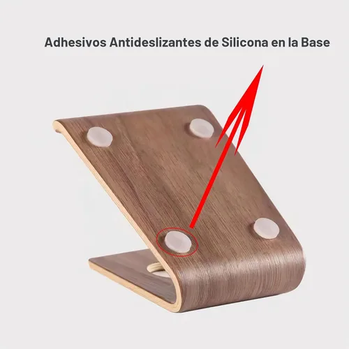 Vista 5 de Soporte de madera para teléfono celular, soporte universal para teléfono móvil, antideslizante, estable, soporte de teléfono de escritorio