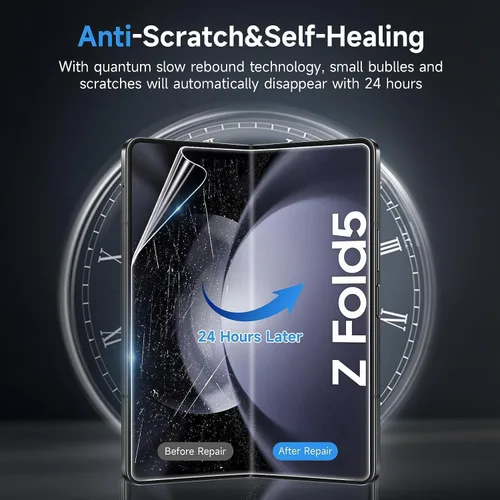 Vista 3 de Protector de pantalla para Samsung Galaxy Z Fold 5 5G, protector de pantalla de TPU flexible, paquete de 2 unidades frontales con 2