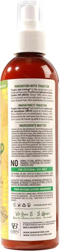 Vista 2 de Tropic Isle Living Hair Gro Leave-In Mist 8oz Aceite de ricino negro jamaicano con agua de rosas, aloe vera y aceite de karité infundido