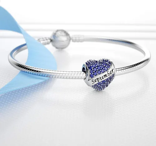 Vista 2 de Abalorio Dalaran de plata de ley 925 con forma de corazón, para brazalete, feliz cumpleaños, para mujer