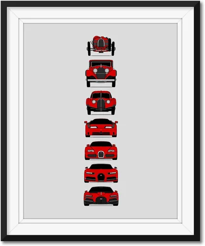 Vista 11 de Custom Car Posters Handmade Poster compatible with Bugatti Generations and Print of Best of Bugatti