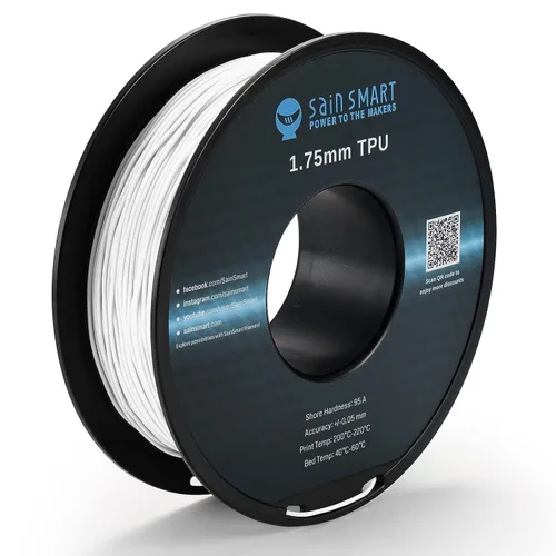 Vista 18 de Bobina de filamentos para impresoras 3D SainSmart, 0.06 pulgadas, flexible, TPU, 1,7 libras, Negro, 1