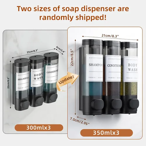 Vista 4 de Dispensador de champú y acondicionador negro y almohadilla adhesiva para uñas