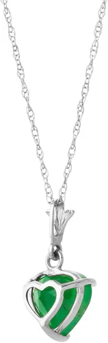 Vista 2 de Galaxy Gold GG 14k Solid White Gold Necklace with Natural 1.20ct Emerald Heart Pendant