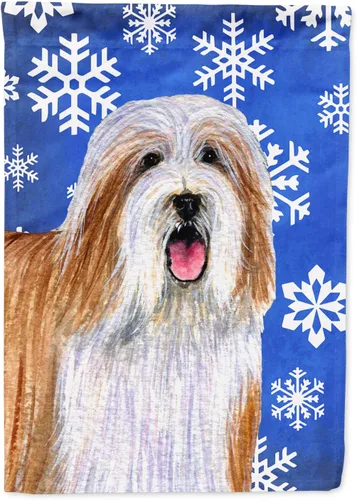 Vista 187 de Caroline's Treasures SC9374GF Bulldog English Snow flakes Holiday Garden Flag Buzón Bandera decorativa para patio exterior, patio, obras de arte