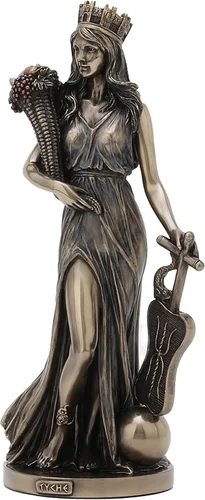 Vista 7 de Diseño Veronese Estatua de Tyche de 28,6 cm de la diosa griega de la fortuna y la prosperidad, resina de bronce fundido en frío, decoración