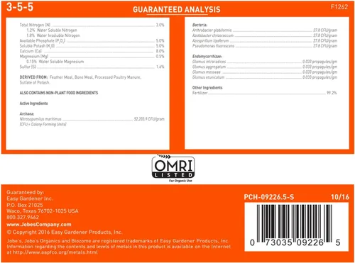 Vista 4 de Jobe's Organics 09226NA - Alimento granular para plantas, frutas y cítricos, 4 libras, marrón y 09526 Fertilizante granular orgánico multiusos