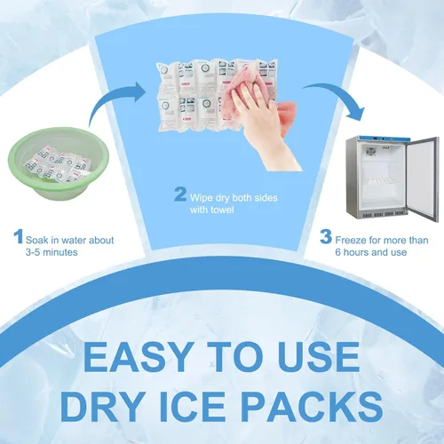 Vista 4 de Paquetes de hielo seco para envío de alimentos congelados, sin efecto de humo, paquetes de hielo para enfriador/caja de almuerzo, paquete frío