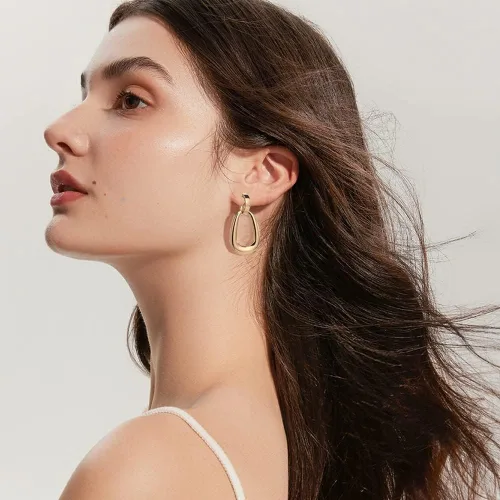 Vista 3 de Matte Gold Silver Large Clip On Earrings for Women Statement Earrings