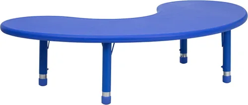 Vista 3 de BizChair Mesa de actividades ajustable de altura de plástico azul media luna 35x65