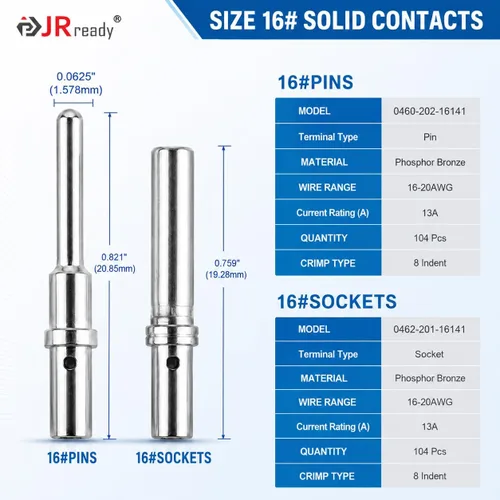 Vista 9 de JRready DW5009-2 Kit de conectores DT, herramienta de crimpado Deutsch con contacto de pasador sólido
