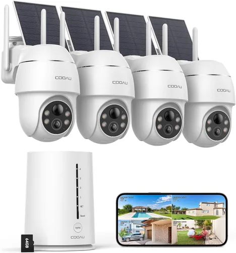 Vista 11 de COOAU 2.5K/4MP cámaras de seguridad solares inalámbricas al aire libre