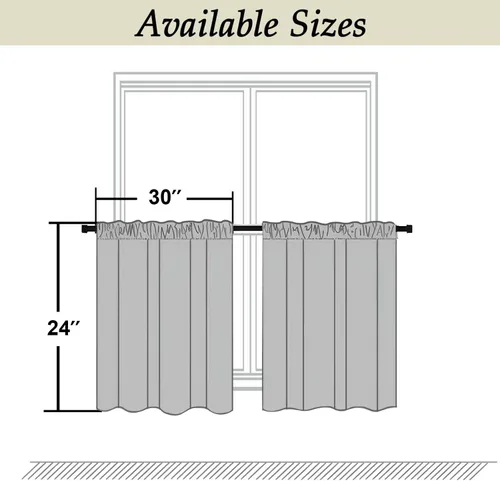 Vista 9 de Simplebrand Ava Aqua - Cortinas cortas opacas de 24 pulgadas, juego de 2 paneles, con bolsillo para cortinero, cortinas de privacidad para ventanas