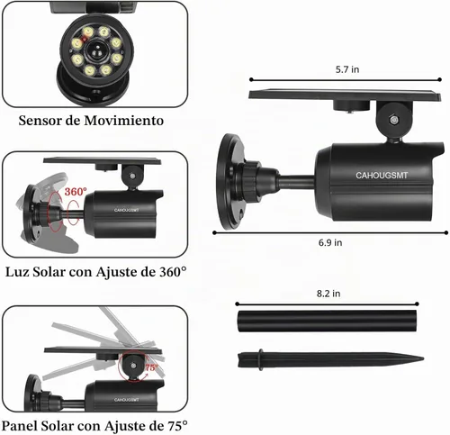 Vista 7 de Luces solares con sensor de movimiento al aire libre 2000LM, luces de seguridad de inundación IP67, luces puntuales impermeables para patio, garaje