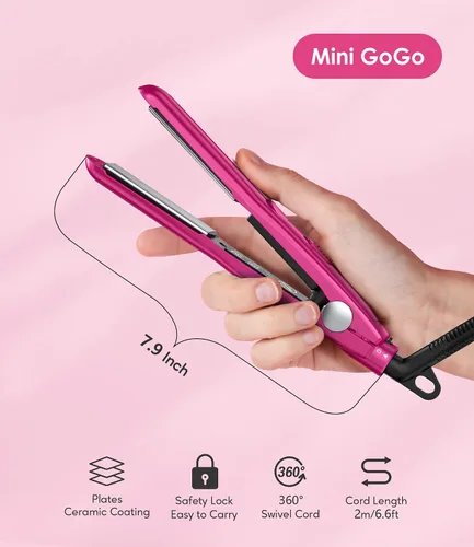 Vista 7 de Terviiix Plancha plana tipo lápiz (negro rosa) y mini plancha plana (rosa intenso)