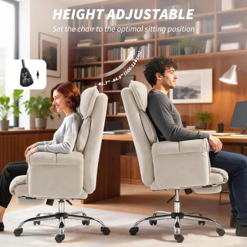 Vista 7 de HOMCOM Silla de escritorio cómoda reclinable con reposapiés, asiento extra Blanco crema