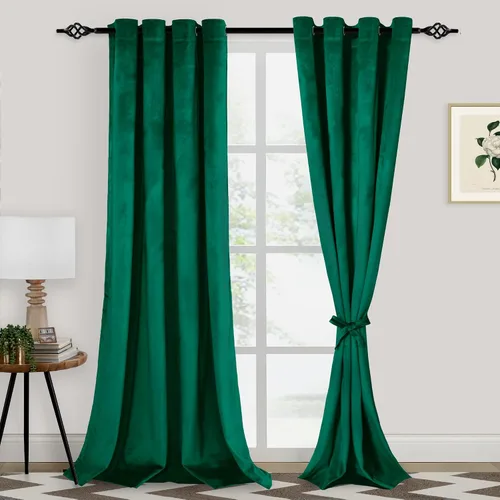 Vista 28 de XWZO Cortinas de terciopelo azul de 63 pulgadas de largo, elegantes cortinas de lujo suaves para sala de estar, aislamiento térmico, oscurecimiento