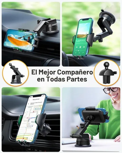 Vista 3 de VANMASS [Versión Pro] Soporte Universal para Teléfono de Coche [Ventosa Super Fuerte] Soporte de Teléfono para Salpicadero, Soporte de Teléfono