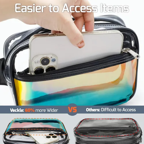 Vista 7 de Veckle Riñonera transparente aprobada para estadios, bolsa transparente para eventos en estadios, bolsa grande transparente para mujer, bolsa