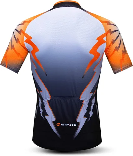 Vista 3 de sponeed - Jerséis de ciclismo para hombre, tops, camisas de ciclismo, manga corta, atuendo de ciclismo, chaqueta de ciclismo de cierre completo