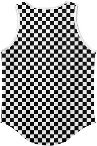 Vista 6 de Camisetas sin mangas con patrón a cuadros, estilo patinador, surfista, casual, entrenamiento, al aire libre, gimnasio, camisetas musculares
