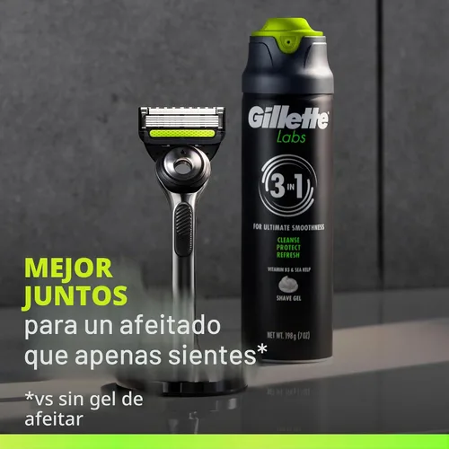 Vista 8 de Gillette Labs - Gel de afeitar espumoso rápido para hombres, sin alcohol, tinte y parabenos con vitamina B3 y algas marinas, refresca y calma