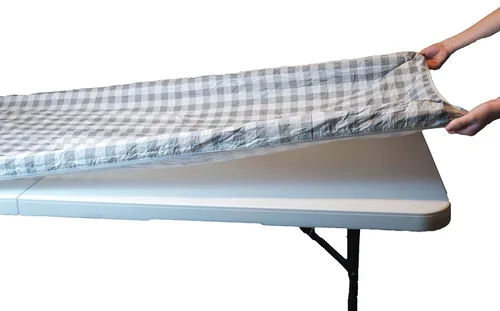 Vista 11 de Rally Home Goods Mantel redondo de vinilo ajustable para interiores y exteriores, respaldo de franela, borde elástico, funda de plástico impermeable