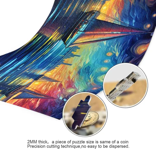 Vista 3 de Painting of Sailing Jigsaw Puzzle, 500 Pieces Paper Wood Composite Material Zigsaw with Storage Bag and Reference Picture Easy to Solve