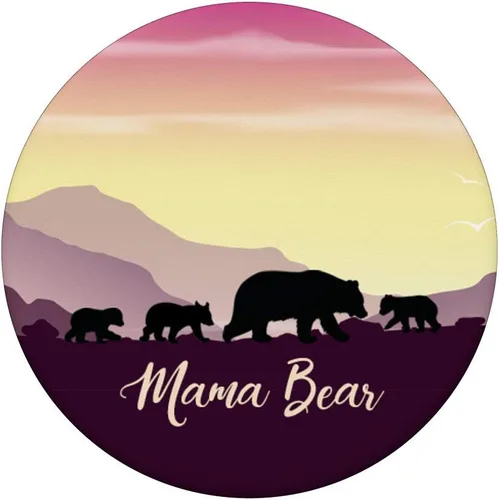 Vista 3 de Mama Bear Pop Socket 3 Cubs Morado Sunset Madre Día Regalo – PopSockets Grip y soporte para teléfonos y tabletas