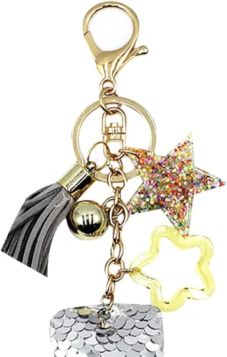 Vista 6 de Llaveros reversibles con lentejuelas con purpurina para cola de sirena regalos de fiesta para mujer accesorios brillantes