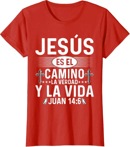 Vista 49 de Camisetas Cristianas en español Versículos Biblia Juan 14:6 Camiseta, Negro, S