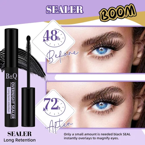 Vista 3 de Sellador de pestañas para extensiones de pestañas de 0.2 fl oz, sellado de pestañas negras transparente B&Q sellador de extensiones de pestañas Negro