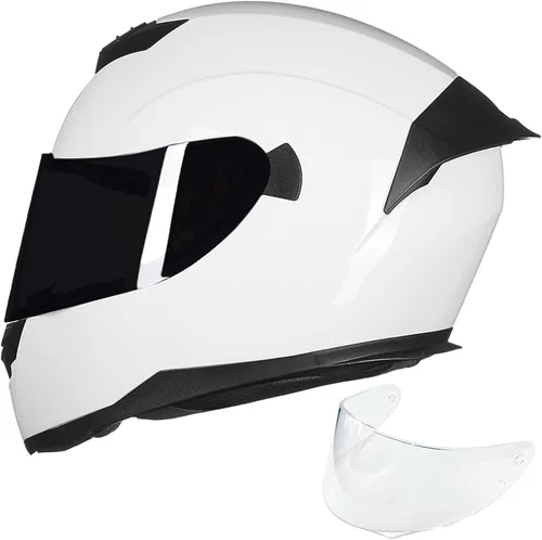 Vista 9 de ILM Casco de Motocicleta de Cara Completa para Motocross y Street Bike Certificado DOT 2 Viseras Modelo-317 (Negro Brillante, S)