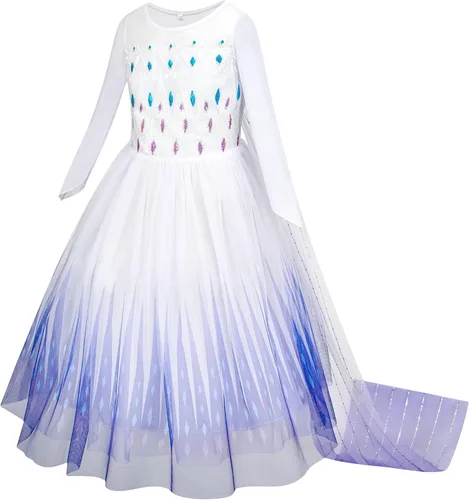 Vista 2 de Avady Girls Princess Costume for Frozen Elsa Birthday Party Halloween Christmas Dress Up Blue
