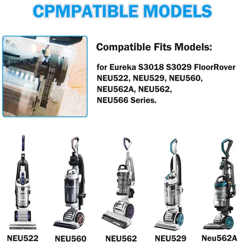 Vista 4 de Correas de vacío de repuesto para aspiradora vertical sin bolsa Eureka FloorRover, piezas de repuesto S3029 S3018 S3014, para modelos NEU522