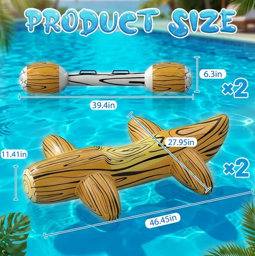 Vista 4 de Uniqhia Juegos de flotadores de piscina, juguetes inflables de piscina para niños (de 8 a 12 años) y adultos, juego de batalla de troncos inflables